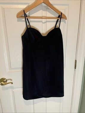 wild fable Black Satin Slip with Spaghetti Straps